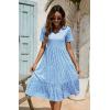 imageBerydress Womens Casual Summer Tiered Midi Dress 2025 Short Sleeve VNeck Loose Cotton Ruffle Babydoll Dress Boho SundressBlue Daisy