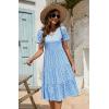 imageBerydress Womens Casual Summer Tiered Midi Dress 2025 Short Sleeve VNeck Loose Cotton Ruffle Babydoll Dress Boho SundressBlue Daisy