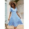 imageBerydress Womens Casual Summer Tiered Midi Dress 2025 Short Sleeve VNeck Loose Cotton Ruffle Babydoll Dress Boho SundressBlue Daisy