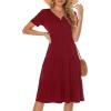 imageBerydress Womens Casual Summer Tiered Midi Dress 2025 Short Sleeve VNeck Loose Cotton Ruffle Babydoll Dress Boho SundressBurgundy