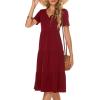 imageBerydress Womens Casual Summer Tiered Midi Dress 2025 Short Sleeve VNeck Loose Cotton Ruffle Babydoll Dress Boho SundressBurgundy
