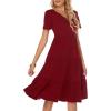 imageBerydress Womens Casual Summer Tiered Midi Dress 2025 Short Sleeve VNeck Loose Cotton Ruffle Babydoll Dress Boho SundressBurgundy