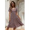 imageBerydress Womens Casual Summer Tiered Midi Dress 2025 Short Sleeve VNeck Loose Cotton Ruffle Babydoll Dress Boho SundressBurgundy Floral