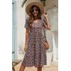 imageBerydress Womens Casual Summer Tiered Midi Dress 2025 Short Sleeve VNeck Loose Cotton Ruffle Babydoll Dress Boho SundressBurgundy Floral