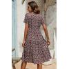 imageBerydress Womens Casual Summer Tiered Midi Dress 2025 Short Sleeve VNeck Loose Cotton Ruffle Babydoll Dress Boho SundressBurgundy Floral