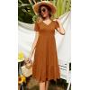 imageBerydress Womens Casual Summer Tiered Midi Dress 2025 Short Sleeve VNeck Loose Cotton Ruffle Babydoll Dress Boho SundressCaramel