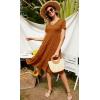 imageBerydress Womens Casual Summer Tiered Midi Dress 2025 Short Sleeve VNeck Loose Cotton Ruffle Babydoll Dress Boho SundressCaramel