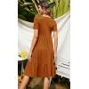 imageBerydress Womens Casual Summer Tiered Midi Dress 2025 Short Sleeve VNeck Loose Cotton Ruffle Babydoll Dress Boho SundressCaramel