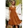 imageBerydress Womens Casual Summer Tiered Midi Dress 2025 Short Sleeve VNeck Loose Cotton Ruffle Babydoll Dress Boho SundressCaramel