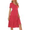 imageBerydress Womens Casual Summer Tiered Midi Dress 2025 Short Sleeve VNeck Loose Cotton Ruffle Babydoll Dress Boho SundressCoral