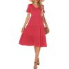imageBerydress Womens Casual Summer Tiered Midi Dress 2025 Short Sleeve VNeck Loose Cotton Ruffle Babydoll Dress Boho SundressCoral