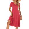 imageBerydress Womens Casual Summer Tiered Midi Dress 2025 Short Sleeve VNeck Loose Cotton Ruffle Babydoll Dress Boho SundressCoral