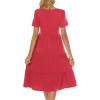 imageBerydress Womens Casual Summer Tiered Midi Dress 2025 Short Sleeve VNeck Loose Cotton Ruffle Babydoll Dress Boho SundressCoral