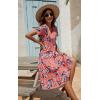 imageBerydress Womens Casual Summer Tiered Midi Dress 2025 Short Sleeve VNeck Loose Cotton Ruffle Babydoll Dress Boho SundressCoral Floral