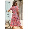 imageBerydress Womens Casual Summer Tiered Midi Dress 2025 Short Sleeve VNeck Loose Cotton Ruffle Babydoll Dress Boho SundressCoral Floral