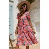 imageBerydress Womens Casual Summer Tiered Midi Dress 2025 Short Sleeve VNeck Loose Cotton Ruffle Babydoll Dress Boho SundressCoral Floral