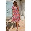 imageBerydress Womens Casual Summer Tiered Midi Dress 2025 Short Sleeve VNeck Loose Cotton Ruffle Babydoll Dress Boho SundressCoral Floral
