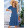imageBerydress Womens Casual Summer Tiered Midi Dress 2025 Short Sleeve VNeck Loose Cotton Ruffle Babydoll Dress Boho SundressDark Blue
