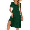 imageBerydress Womens Casual Summer Tiered Midi Dress 2025 Short Sleeve VNeck Loose Cotton Ruffle Babydoll Dress Boho SundressDark Green