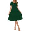 imageBerydress Womens Casual Summer Tiered Midi Dress 2025 Short Sleeve VNeck Loose Cotton Ruffle Babydoll Dress Boho SundressDark Green