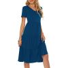 imageBerydress Womens Casual Summer Tiered Midi Dress 2025 Short Sleeve VNeck Loose Cotton Ruffle Babydoll Dress Boho SundressDeep Blue