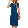 imageBerydress Womens Casual Summer Tiered Midi Dress 2025 Short Sleeve VNeck Loose Cotton Ruffle Babydoll Dress Boho SundressDeep Blue