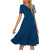 imageBerydress Womens Casual Summer Tiered Midi Dress 2025 Short Sleeve VNeck Loose Cotton Ruffle Babydoll Dress Boho SundressDeep Blue