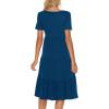 imageBerydress Womens Casual Summer Tiered Midi Dress 2025 Short Sleeve VNeck Loose Cotton Ruffle Babydoll Dress Boho SundressDeep Blue