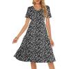 imageBerydress Womens Casual Summer Tiered Midi Dress 2025 Short Sleeve VNeck Loose Cotton Ruffle Babydoll Dress Boho SundressFloral Black