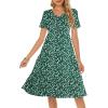 imageBerydress Womens Casual Summer Tiered Midi Dress 2025 Short Sleeve VNeck Loose Cotton Ruffle Babydoll Dress Boho SundressGreen Floral