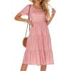 imageBerydress Womens Casual Summer Tiered Midi Dress 2025 Short Sleeve VNeck Loose Cotton Ruffle Babydoll Dress Boho SundressPink Polka Dot