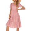 imageBerydress Womens Casual Summer Tiered Midi Dress 2025 Short Sleeve VNeck Loose Cotton Ruffle Babydoll Dress Boho SundressPink Polka Dot