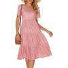 imageBerydress Womens Casual Summer Tiered Midi Dress 2025 Short Sleeve VNeck Loose Cotton Ruffle Babydoll Dress Boho SundressPink Polka Dot
