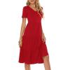 imageBerydress Womens Casual Summer Tiered Midi Dress 2025 Short Sleeve VNeck Loose Cotton Ruffle Babydoll Dress Boho SundressRed