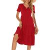 imageBerydress Womens Casual Summer Tiered Midi Dress 2025 Short Sleeve VNeck Loose Cotton Ruffle Babydoll Dress Boho SundressRed