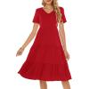 imageBerydress Womens Casual Summer Tiered Midi Dress 2025 Short Sleeve VNeck Loose Cotton Ruffle Babydoll Dress Boho SundressRed