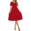 imageBerydress Womens Casual Summer Tiered Midi Dress 2025 Short Sleeve VNeck Loose Cotton Ruffle Babydoll Dress Boho SundressRed