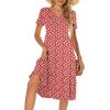 imageBerydress Womens Casual Summer Tiered Midi Dress 2025 Short Sleeve VNeck Loose Cotton Ruffle Babydoll Dress Boho SundressRed Floral