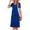 imageBerydress Womens Casual Summer Tiered Midi Dress 2025 Short Sleeve VNeck Loose Cotton Ruffle Babydoll Dress Boho SundressRoyal Blue
