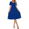 imageBerydress Womens Casual Summer Tiered Midi Dress 2025 Short Sleeve VNeck Loose Cotton Ruffle Babydoll Dress Boho SundressRoyal Blue