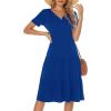 imageBerydress Womens Casual Summer Tiered Midi Dress 2025 Short Sleeve VNeck Loose Cotton Ruffle Babydoll Dress Boho SundressRoyal Blue
