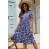 imageBerydress Womens Casual Summer Tiered Midi Dress 2025 Short Sleeve VNeck Loose Cotton Ruffle Babydoll Dress Boho SundressRoyal Blue Flowers