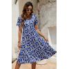 imageBerydress Womens Casual Summer Tiered Midi Dress 2025 Short Sleeve VNeck Loose Cotton Ruffle Babydoll Dress Boho SundressRoyal Blue Flowers