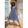 imageBerydress Womens Casual Summer Tiered Midi Dress 2025 Short Sleeve VNeck Loose Cotton Ruffle Babydoll Dress Boho SundressRoyal Blue Flowers