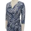 imageBerydress Womens Classic 34 Sleeve V Neck Sheath Casual Party Work Faux Black Wrap DressBlue Leopard