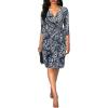 imageBerydress Womens Classic 34 Sleeve V Neck Sheath Casual Party Work Faux Black Wrap DressBlue Leopard