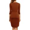 imageBerydress Womens Classic 34 Sleeve V Neck Sheath Casual Party Work Faux Black Wrap DressBrown