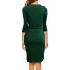 imageBerydress Womens Classic 34 Sleeve V Neck Sheath Casual Party Work Faux Black Wrap DressDark Green