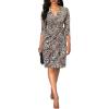 imageBerydress Womens Classic 34 Sleeve V Neck Sheath Casual Party Work Faux Black Wrap DressLeopard