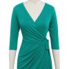 imageBerydress Womens Classic 34 Sleeve V Neck Sheath Casual Party Work Faux Black Wrap DressTurquoise